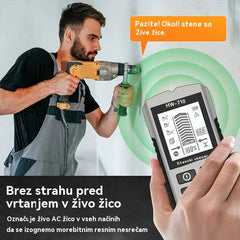 🔍Večfunkcijski detektor kovin, lesa in kablov; varno in natančno locira skrite cevi in kable.