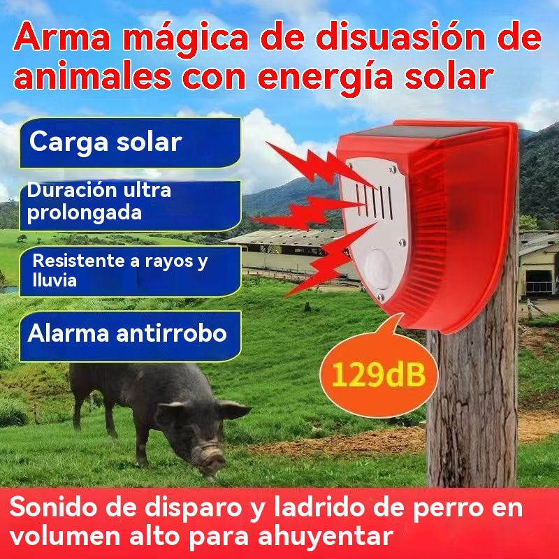 🔥Alarma solar, luz de alarma antirrobo con sensor de cuerpo humano, repelente de animales ultrasónico