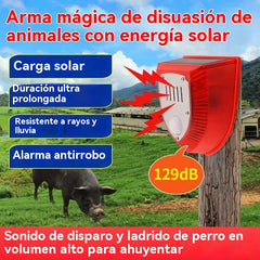 🔥Alarma solar, luz de alarma antirrobo con sensor de cuerpo humano, repelente de animales ultrasónico