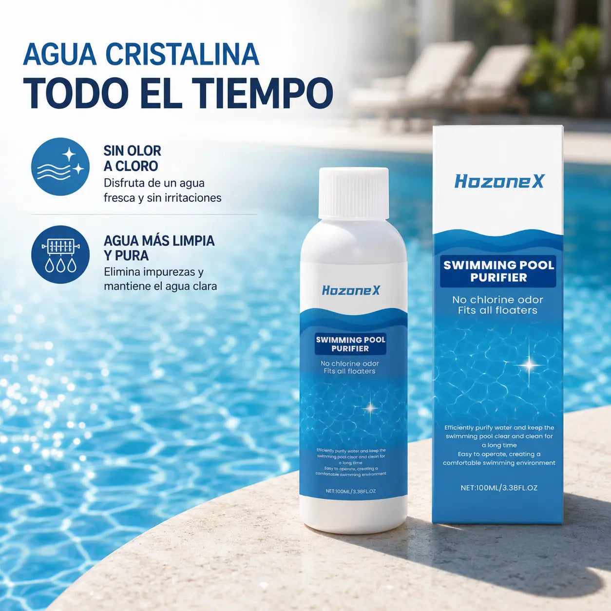 ⏰💦Compra 1 y recibe 1 gratis（2 botella）🏊‍♂️ Líquido Clarificador para Piscinas – Agua Transparente en Horas, Sin Esfuerzo ✨