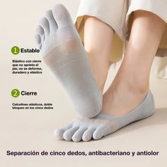 🔥【Compre 5 y obtenga 5 gratis：10 piezas】Calcetines invisibles de cinco dedos para mujer, calcetines cortos finos de malla.