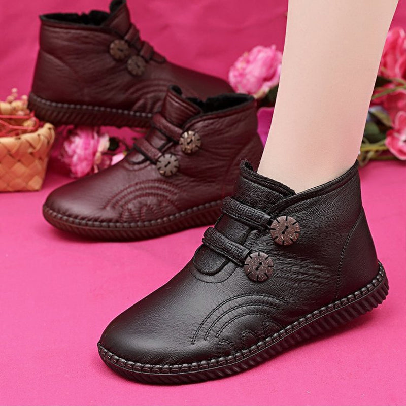 💥【Venta caliente】【35-40】Zapatos de mujer de cuero y algodón, antideslizantes y hechos a mano para otoño e invierno.