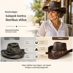 🤠Élvezze az 50% kedvezményt most! 🌟Retro széles karimájú cowboykalap kapucnipánttal - Kopott western stílusú fedora