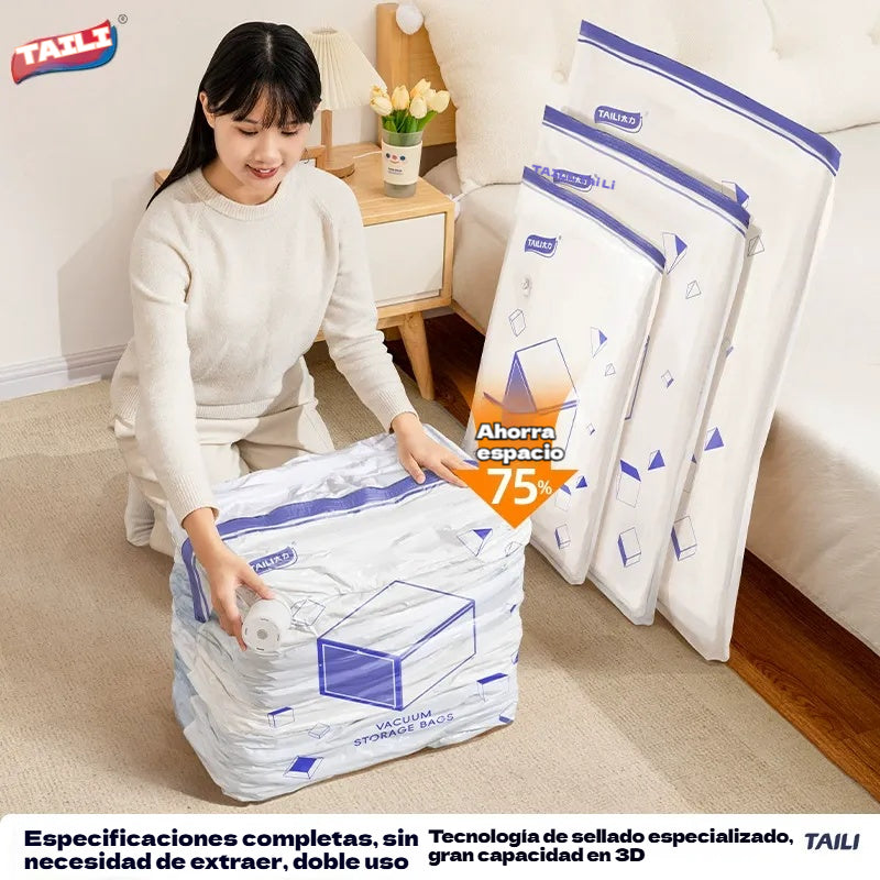 🧳 5 artículos por 27 euros 💨 Bolsa de almacenamiento al vacío grande y compresible: no requiere bomba, es a prueba de fugas e ideal para ahorrar espacio en maletas y en casa ✈️
