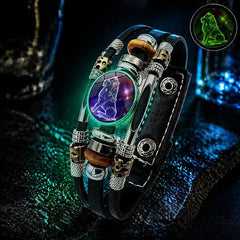 🌙 Pulsera de Cuero Zodiacal Luminiscente – Trenzado de 3 Capas, Longitud Ajustable, Unisex 💫✨