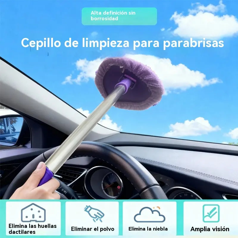🎁Kit de limpieza de parabrisas de coche - extensible y giratorio 180°【1 pieza de plástico triangular + 4 fundas de tela】