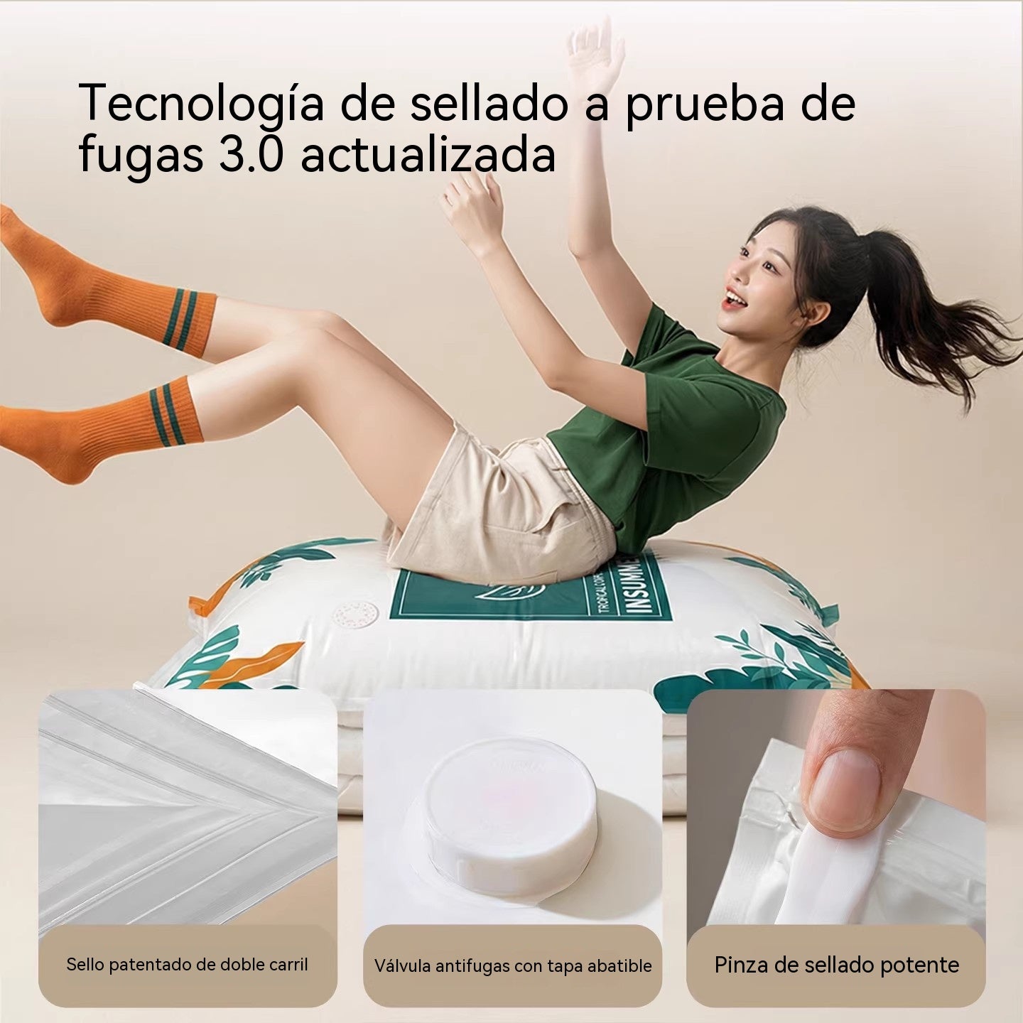 【5 artículos[60*80cm]+bomba eléctrica】Bolsas de vacío para edredones, ropa y prendas de vestir.