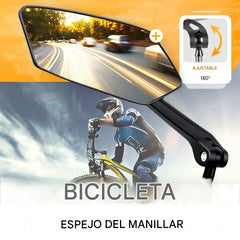 Espejo retrovisor para bicicleta ajustable y giratorio 360°