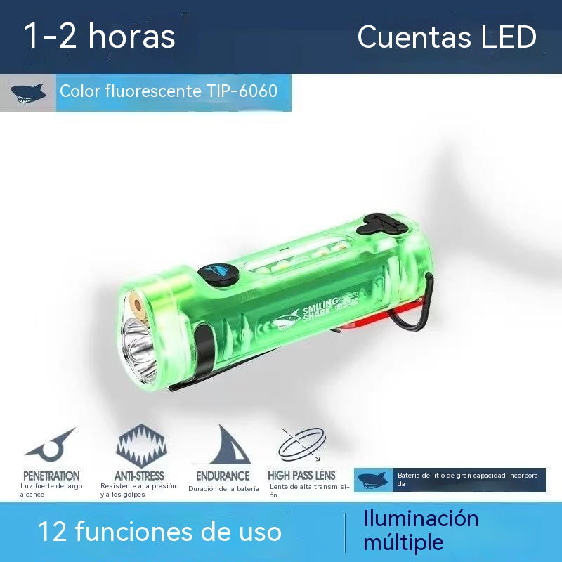 ✨☀️Una linterna compacta de alta intensidad con luz lateral multifuncional. Se carga rápidamente mediante USB-C, es portátil y tiene una batería de larga duración.