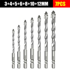 🥇【Juego de 7 piezas (3+4+5+6+8+10+12 mm)】Broca excéntrica de carburo de tungsteno súper duro de séptima generación con borde dentado