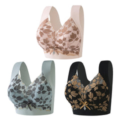 💖【paquete de 3】1 juego 28 euros🥰Sujetador de encaje talla grande M-4XL, sin aro de acero, espalda deslumbrante, sexy y transpirable, sin costuras, 【40-100 kg】