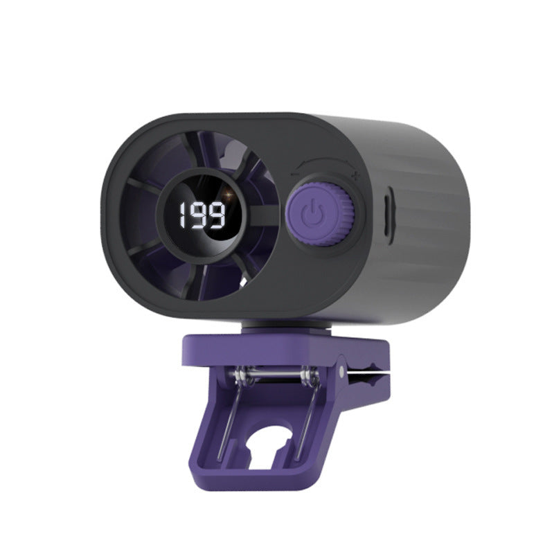 🌀 Ventilador manos libres con pantalla LED, clip integrado y múltiples velocidades de viento ajustables; potente flujo de aire.