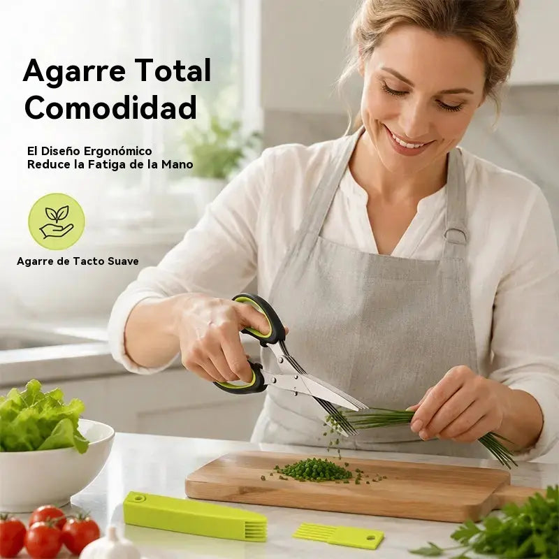 ✂️Tijeras multifuncionales de acero inoxidable para cebolletas con tapa de seguridad