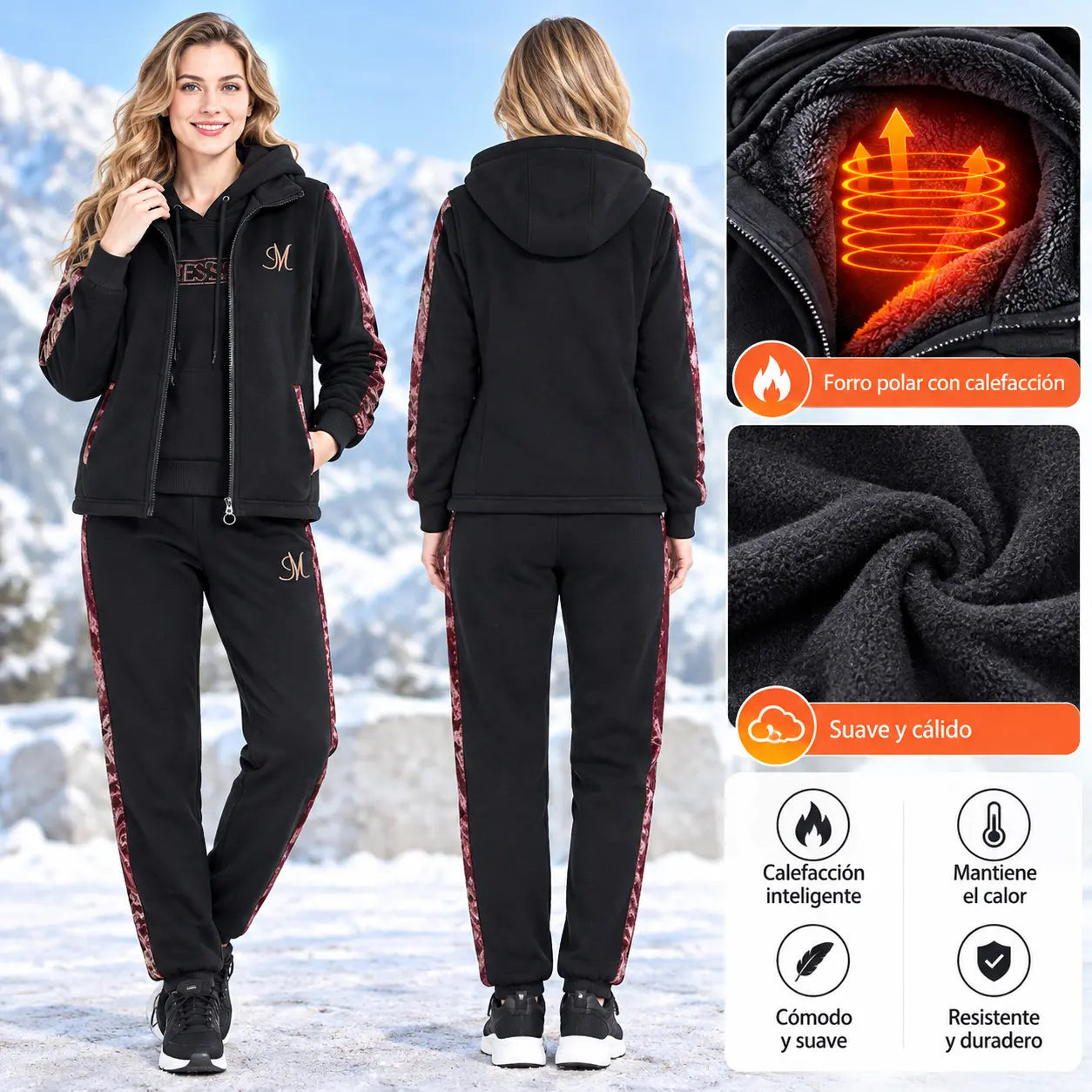 🔥【pantalón + suéter + chaqueta】Nuevo conjunto deportivo y casual de otoño/invierno 2026, acolchado y grueso.