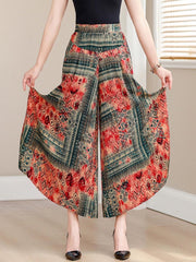 🔥【39%OFF】【XL-5XL】Pantalones de cintura alta, sueltos y adelgazantes con estampado de nueve puntos