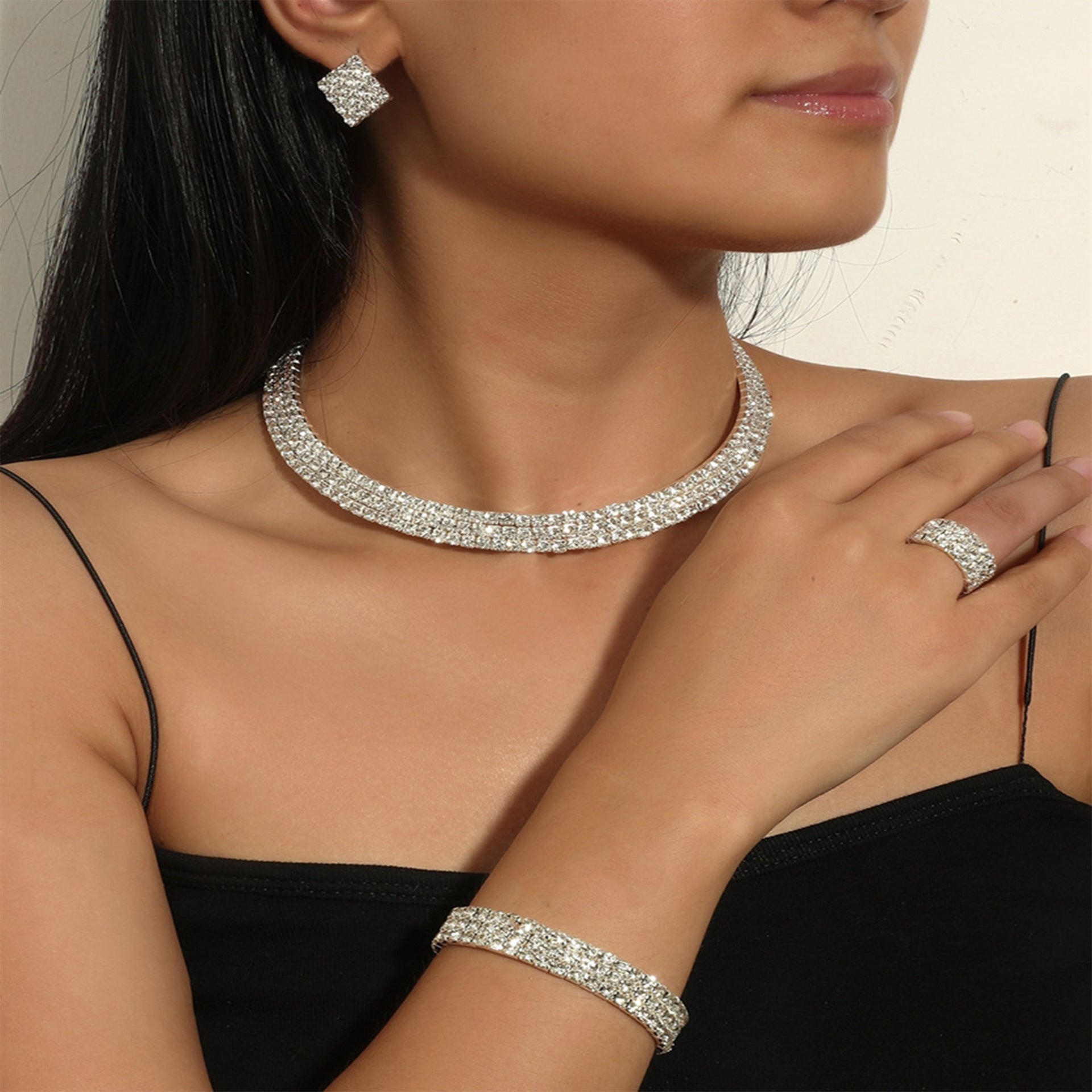 💖🔥【Anillo + Pulsera + Pendientes + Collar】✨Conjunto de joyas de estilo bohemio, creativo y único, de estilo minimalista.