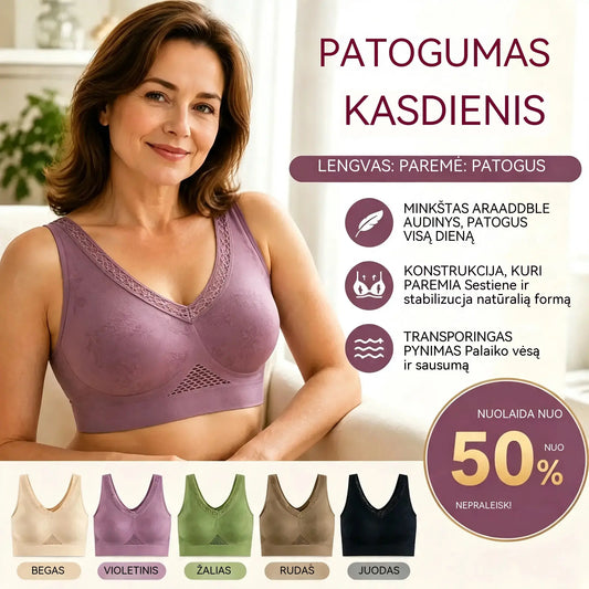 😍❤️40–120 kg [3 vnt. pakuotė] ✨Moterų stipriai prilaikanti nėriniuota liemenėlė be lankelių