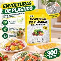 【1 bolsa de 300 unidades】🛡️ Film transparente de calidad alimentaria con acción antibacteriana – Protege tus alimentos, ideal para cocina y nevera 🧴