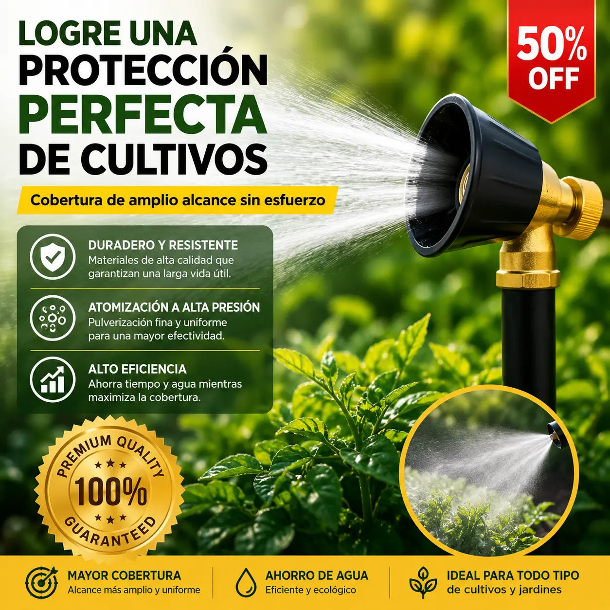 💦【2 piezas 26 euros】💥💪🔩 Cabezal pulverizador con núcleo de cobre macizo – Anticorrosión y riego eficiente en 3 modos 💦