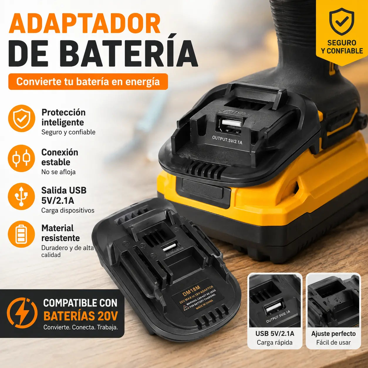 ⚡Adaptador de batería de litio para herramientas de batería de 18 V