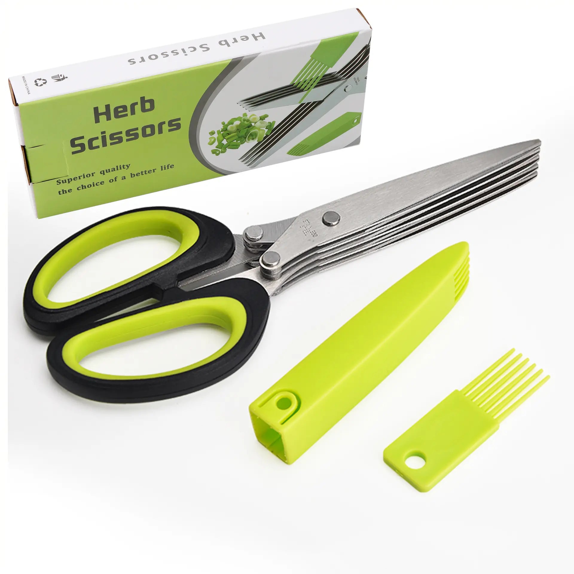 ✂️Tijeras multifuncionales de acero inoxidable para cebolletas con tapa de seguridad
