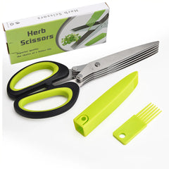 ✂️Tijeras multifuncionales de acero inoxidable para cebolletas con tapa de seguridad
