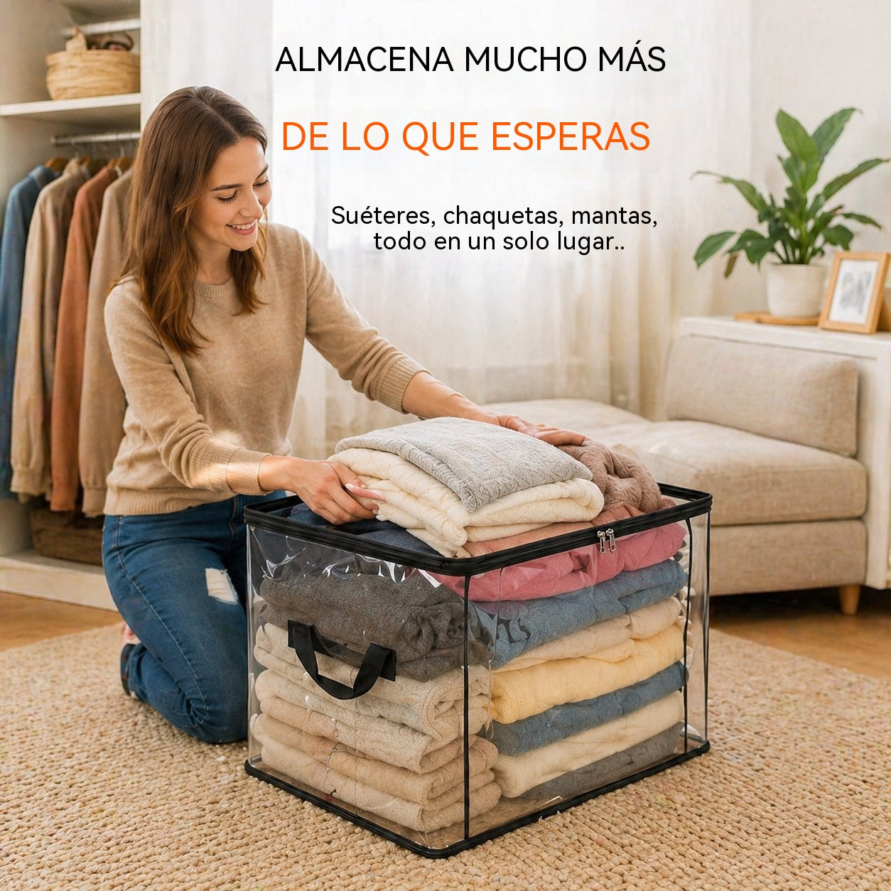 🔥Compre 1 y obtenga 2 gratis（3 piezas）📦Bolsa de almacenamiento de plástico transparente, grande, resistente y gruesa para ropa, mudanzas y almacenamiento