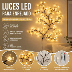 🌸✨ Las luces LED con forma de flor de durazno se utilizan para decorar paredes interiores y crear un ambiente romántico.