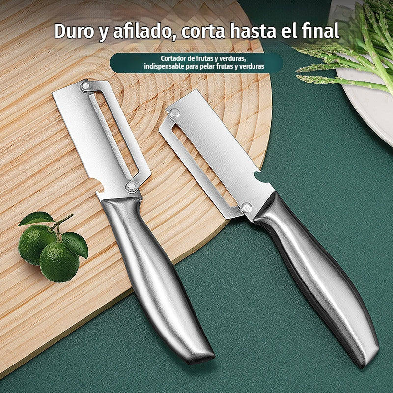 ✅Compra 1, llévate 1 gratis (dos piezas) 🥕🔪 Pelador de frutas y verduras: ¡Pela sin cansancio y cuenta con abrebotellas integrado! 🔥