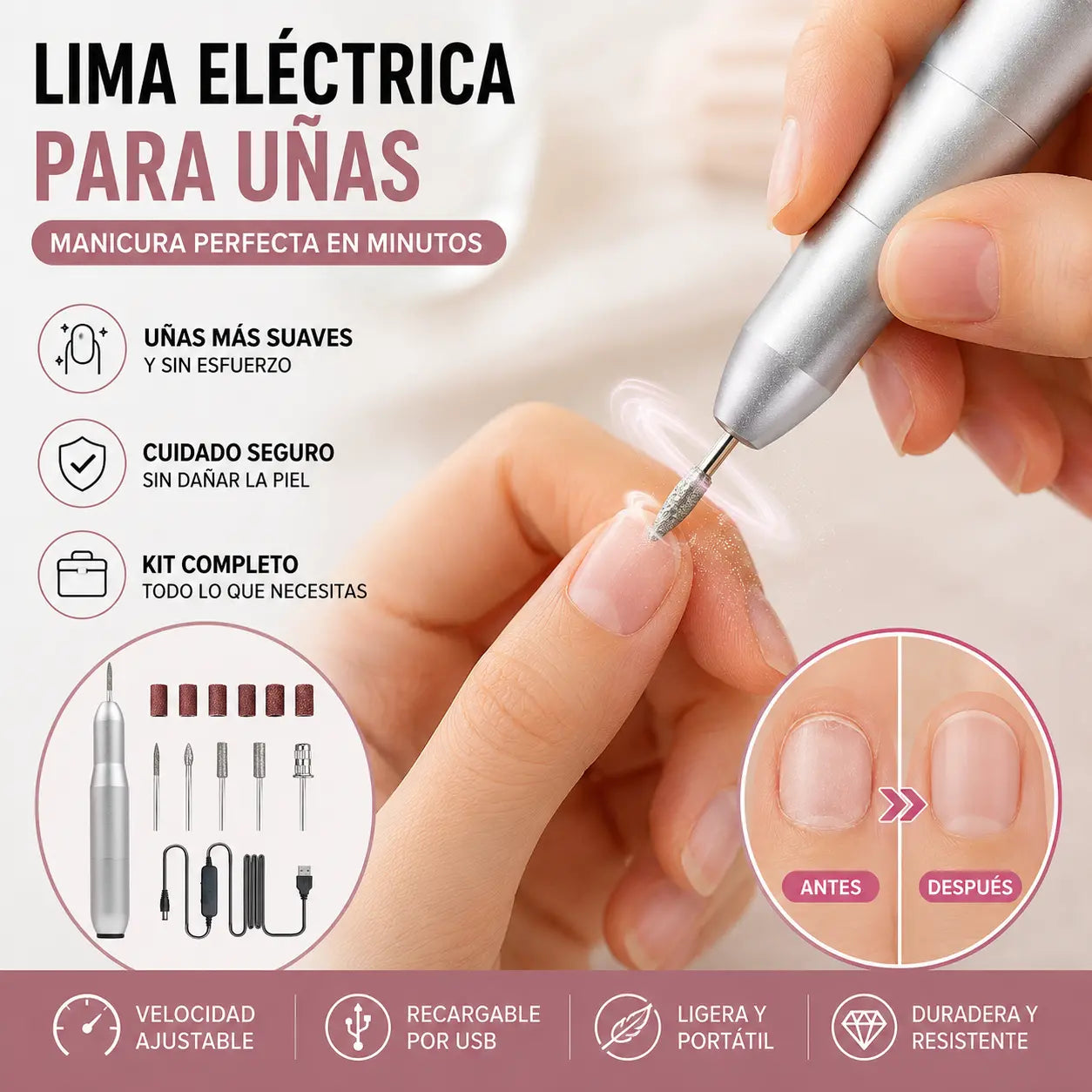 💅👍 Lima de uñas eléctrica para el tratamiento de la onicomicosis