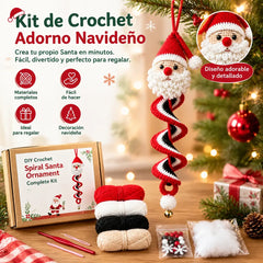 ⛄️🎄Kit para hacer un adorno de muñeco de nieve en espiral a crochet (incluye hilo suave, aguja de crochet, cuentas navideñas, decoraciones de copos de nieve e instrucciones paso a paso)