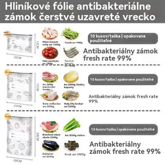 🥩【30 kusov：10 malých + 10 stredných + 10 veľkých】Vrecko z hliníkovej fólie potravinárskej kvality so zipsom na zachovanie čerstvosti, vhodné do domácej chladničky