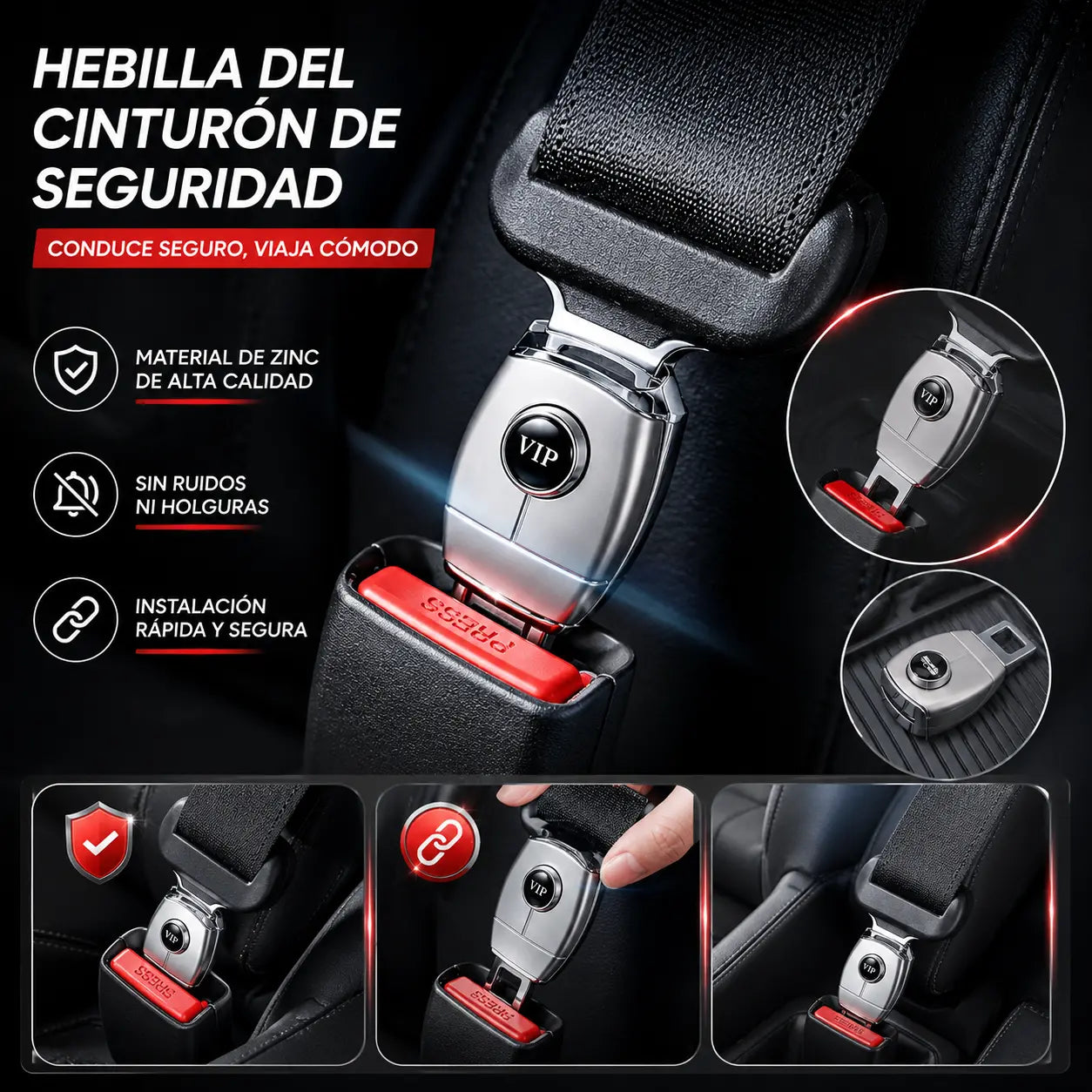 💥【4 piezas】🚗👍Extensor de cinturón de seguridad de metal para coche