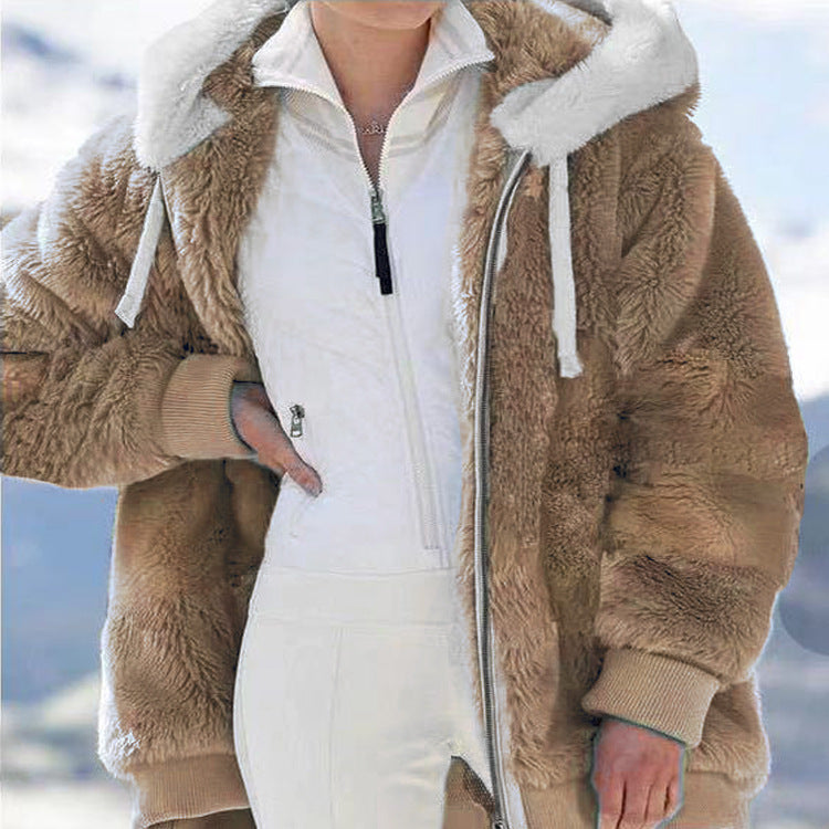☃️Descuento por tiempo limitado 39%❄️【S-5XL】Chaqueta de rayas contrastantes de felpa gruesa para mujer 2025