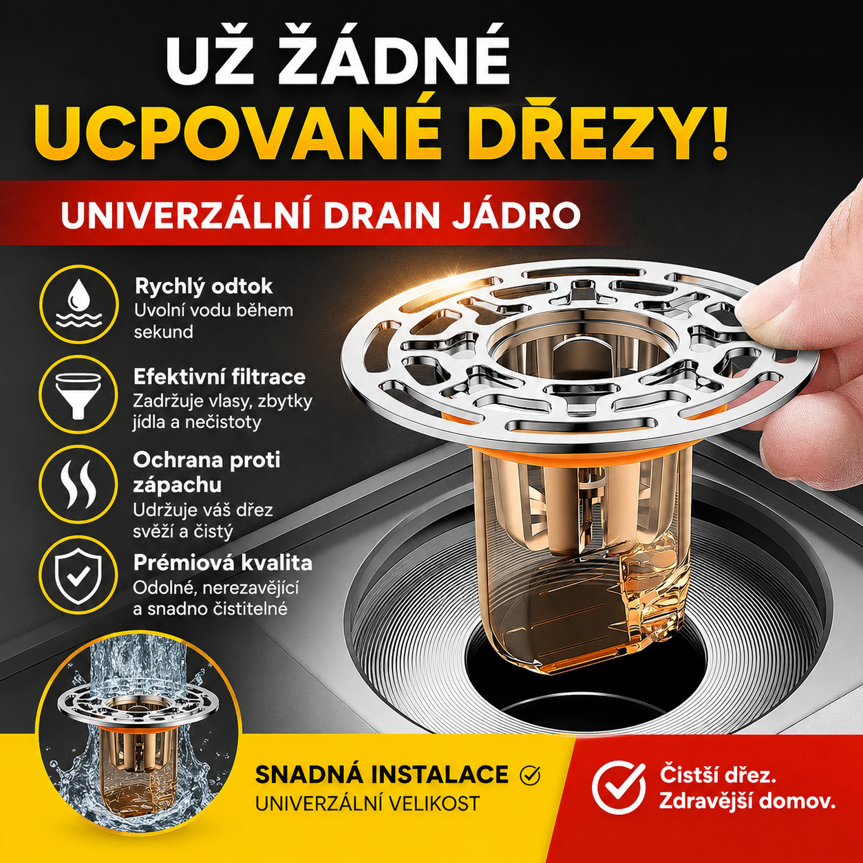 🔥Kupte jeden a druhý dostanete zdarma✨Univerzální jádro podlahové vpusti proti zápachu s voštinovým filtrem