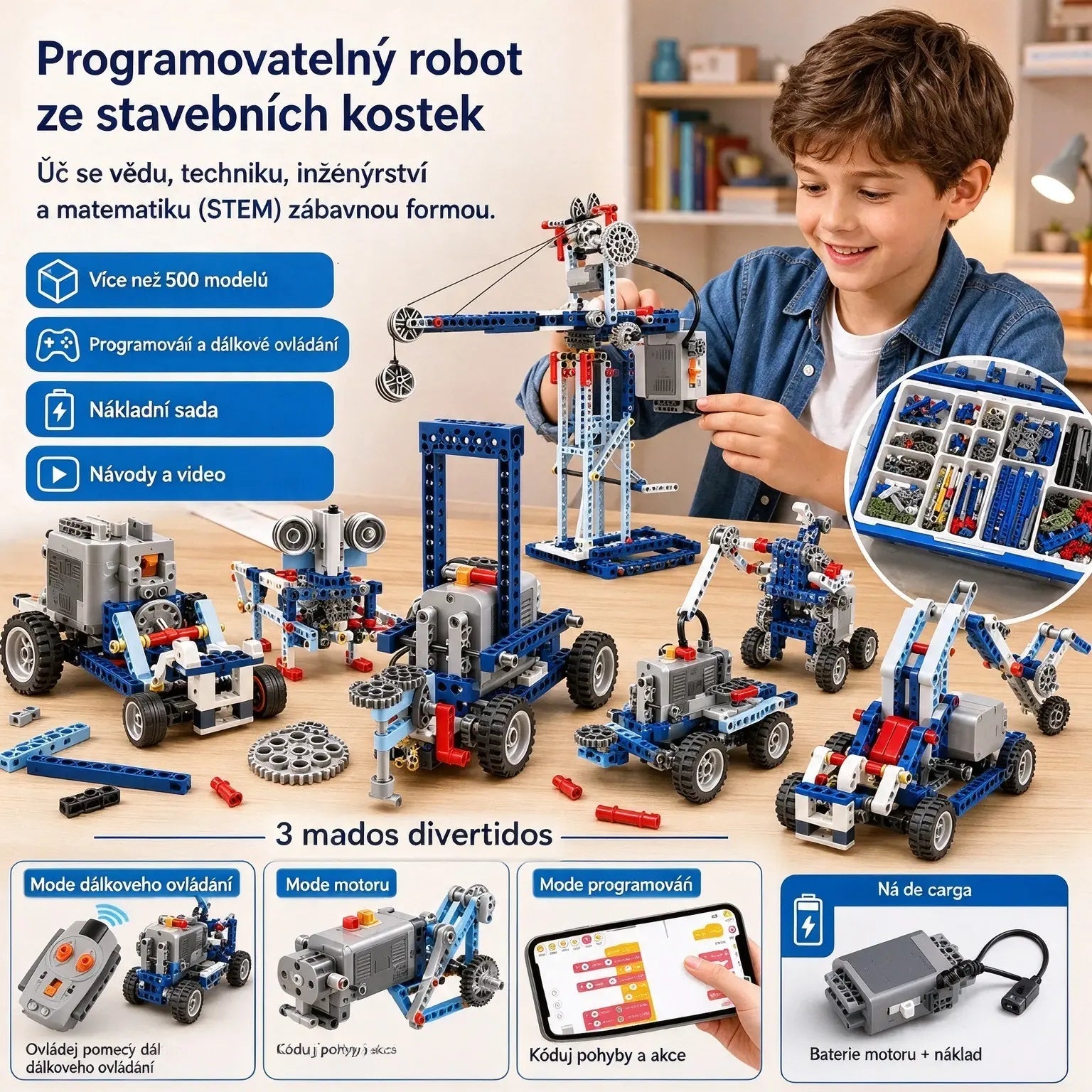 【Poslední den: 50% sleva】🤖🧩【312 dílů】Stavebnicová sada programovatelného robota, kompatibilní s LEGO