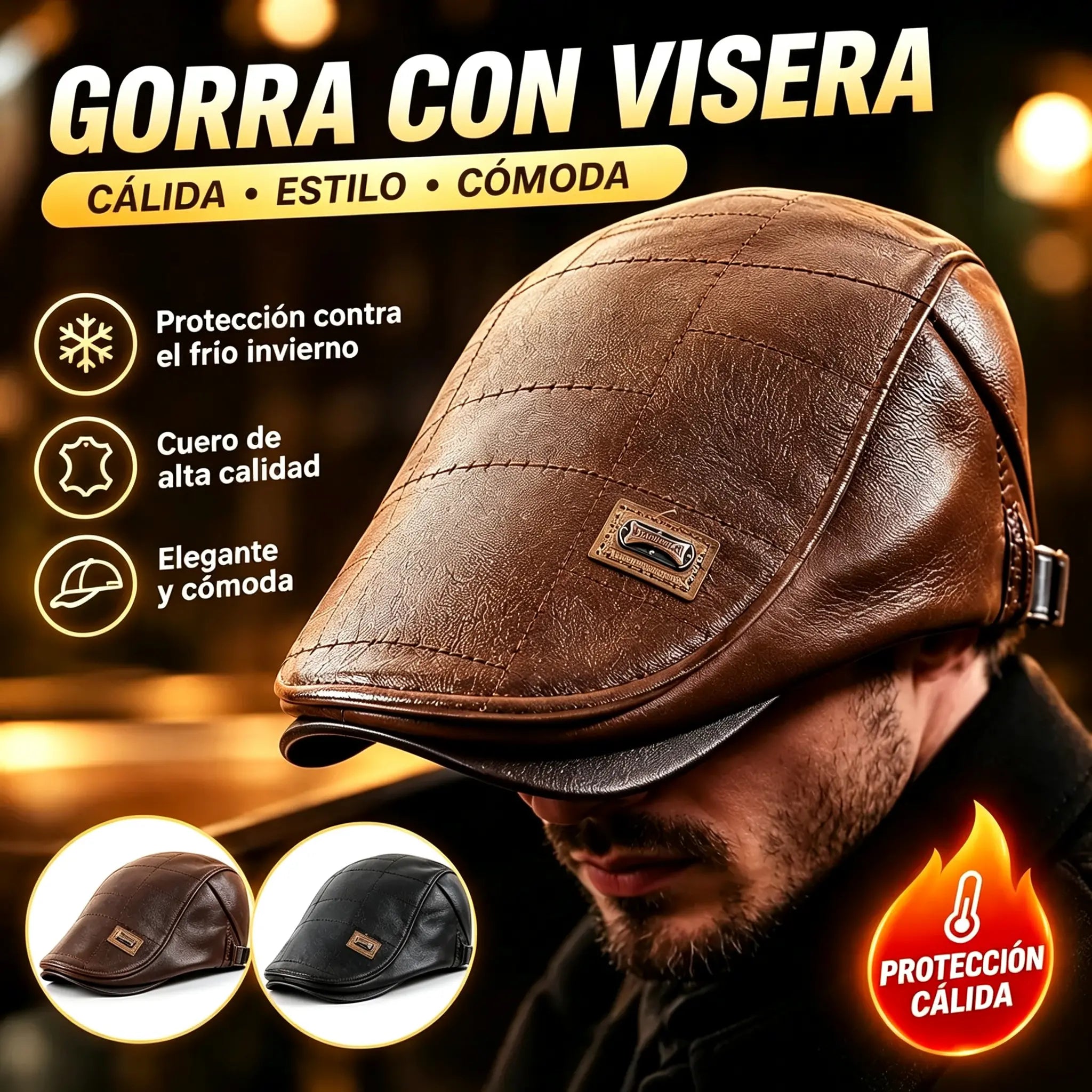 🧢🔥 Boina de cuero genuino con estilo vintage – Calidad premium y diseño atemporal ✨