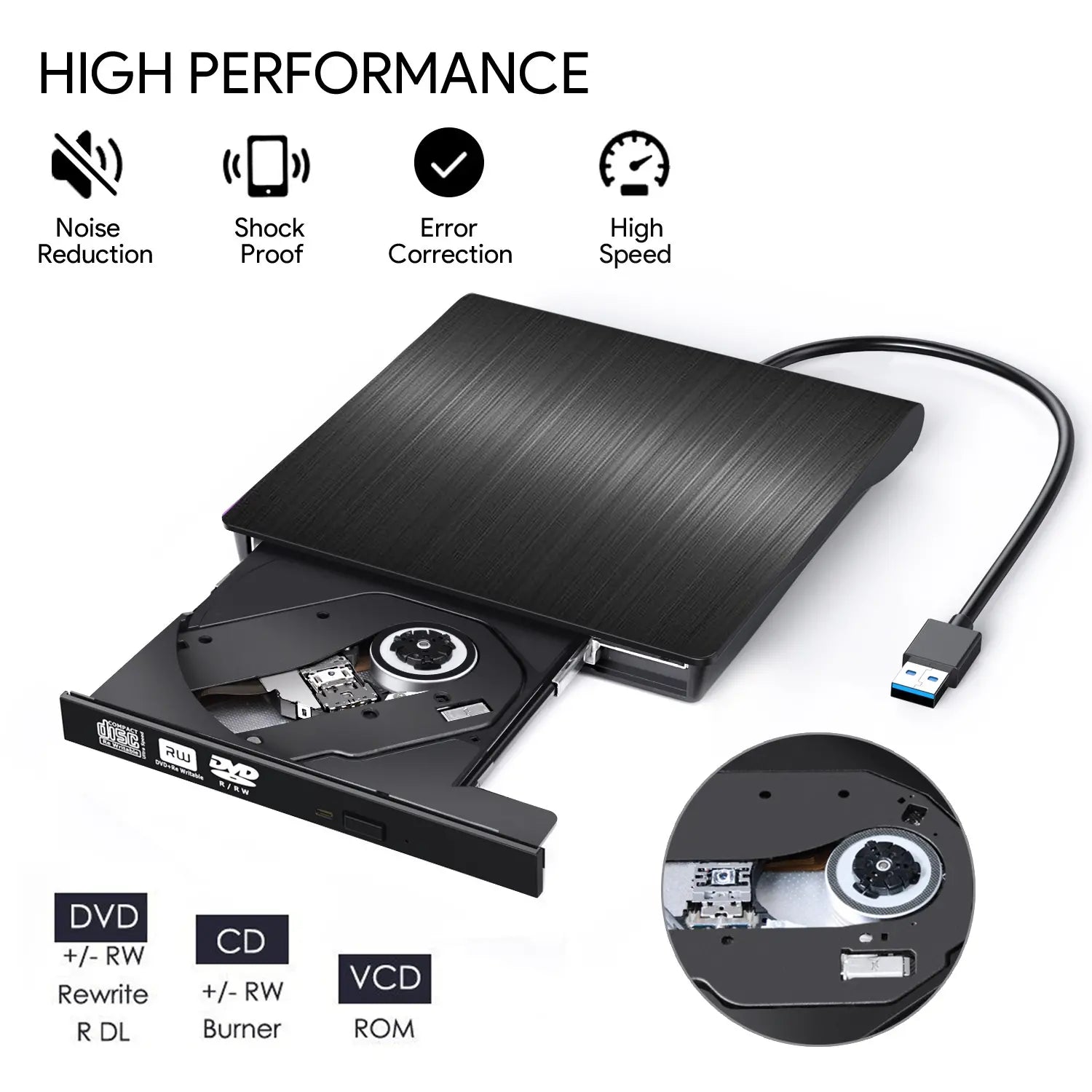 📢📢¡50% de descuento! 💿💻 Lector de CD/DVD Externo – Plug & Play, Portátil y Compatible con Mac/Windows