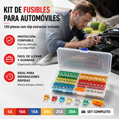 🔧⚡ Kit de fusibles surtido para coche – ¡Todos los amperajes en un solo estuche! 🚗🧰