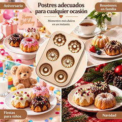 🧁🍰Molde para hornear de acero al carbono con revestimiento antiadherente 🍩 | Varias formas · Revestimiento antiadherente de grado alimenticio · Fácil de limpiar · Distribución uniforme del calor