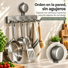 🧲 Organizador de Cocina con Ventosa sin Taladrar | Estante de Pared para Utensilios, Cucharas y Espátulas | Ahorra Espacio y Máxima Sujeción 🍳