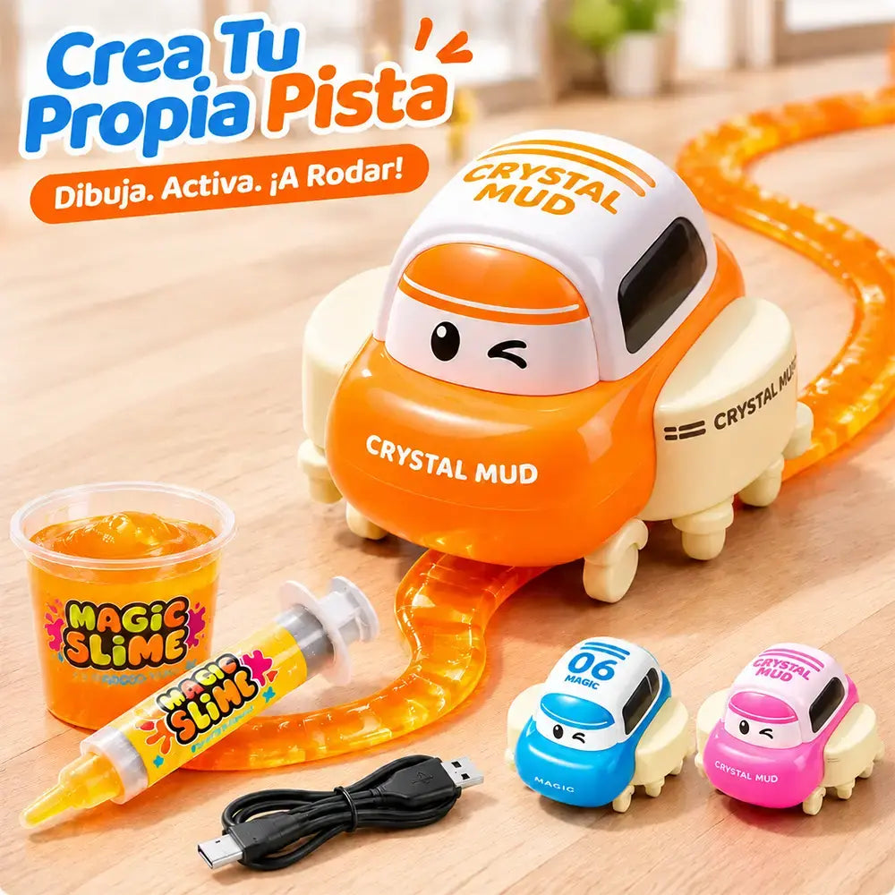 🚗🎨 Coche de Pista Automático con Slime, Juguete Interactivo que Sigue Líneas y Crea Circuitos Infinitos, Ideal para Regalo 🎁
