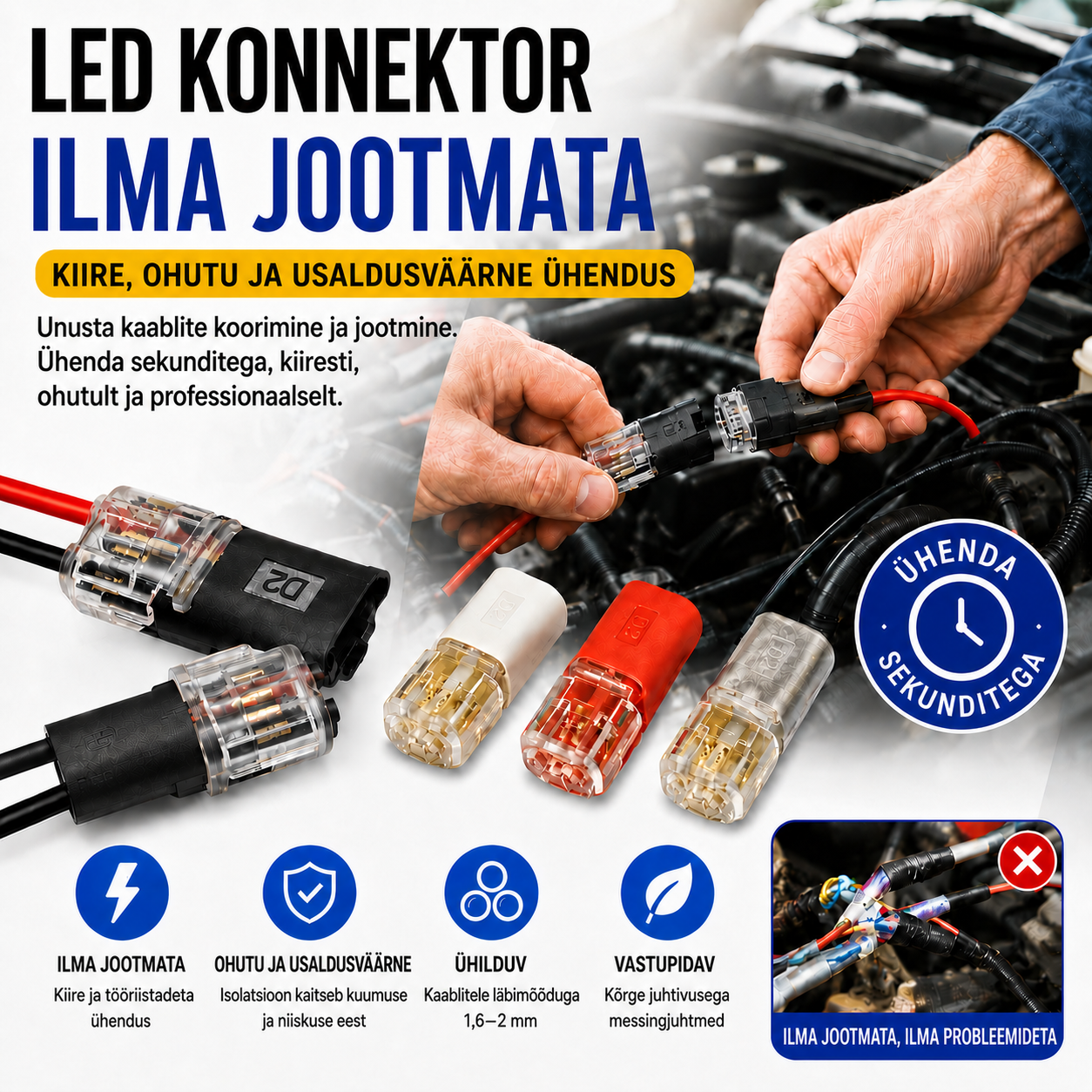 🥳 50% allahindlust! ⏰ 【1000 tükki laos】Koormavaba juhtmeühendus lukustuspandlaga, turvalise sulguri ja libisemisvastase kattega ⚡️