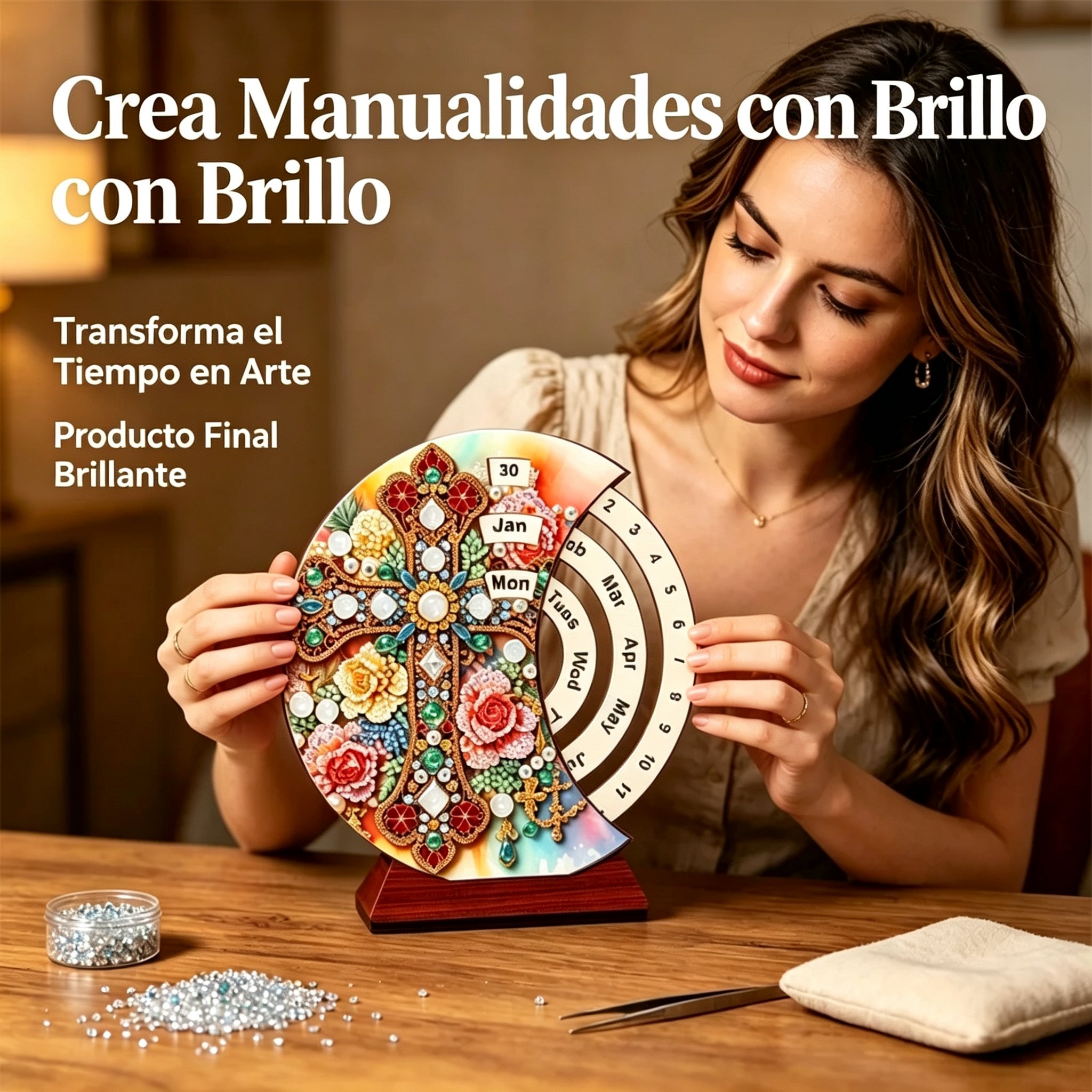 💎✨ Kit DIY Diamond Painting – Calendario de Pared con Cristales Brillantes, Decoración de Salón, Manualidad Relajante 📅🖼️