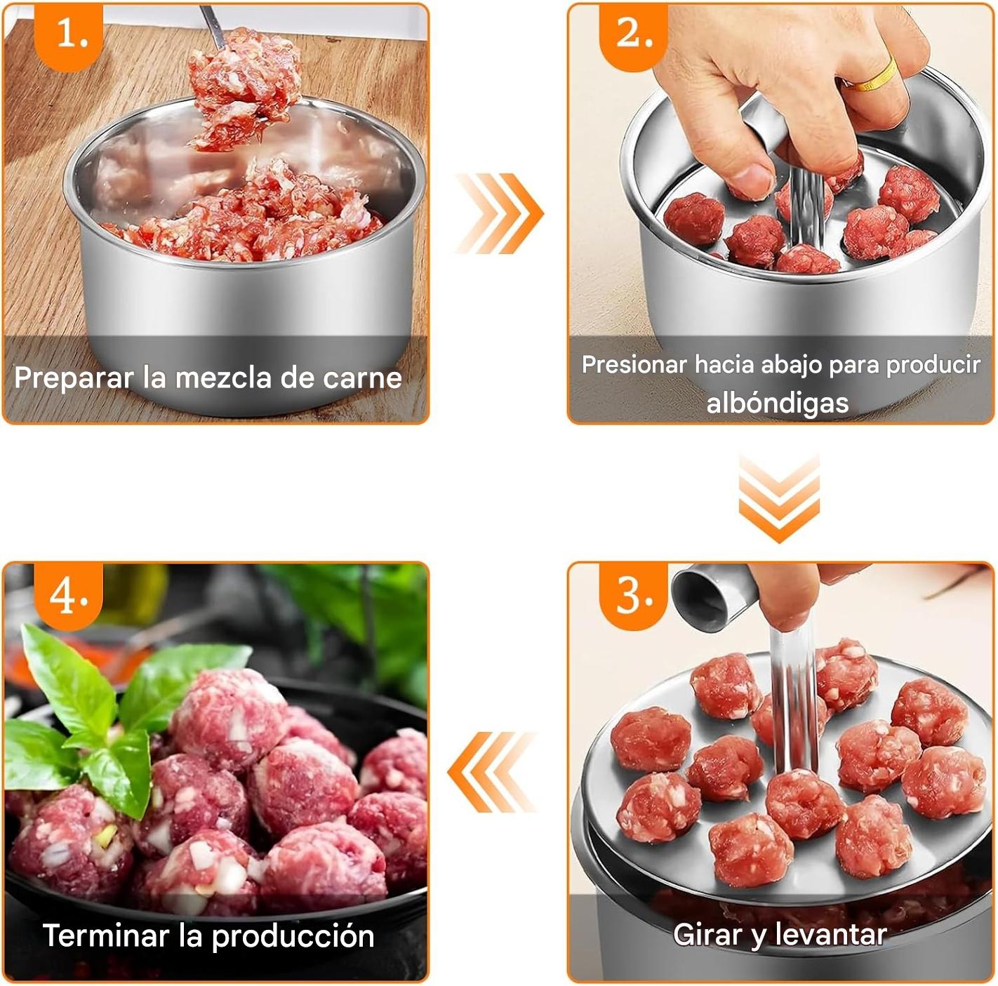 30%OFF🔥Máquina para hacer albóndigas de acero inoxidable, práctico utensilio de cocina, ideal para albóndigas de carne y pescado🍖🐟