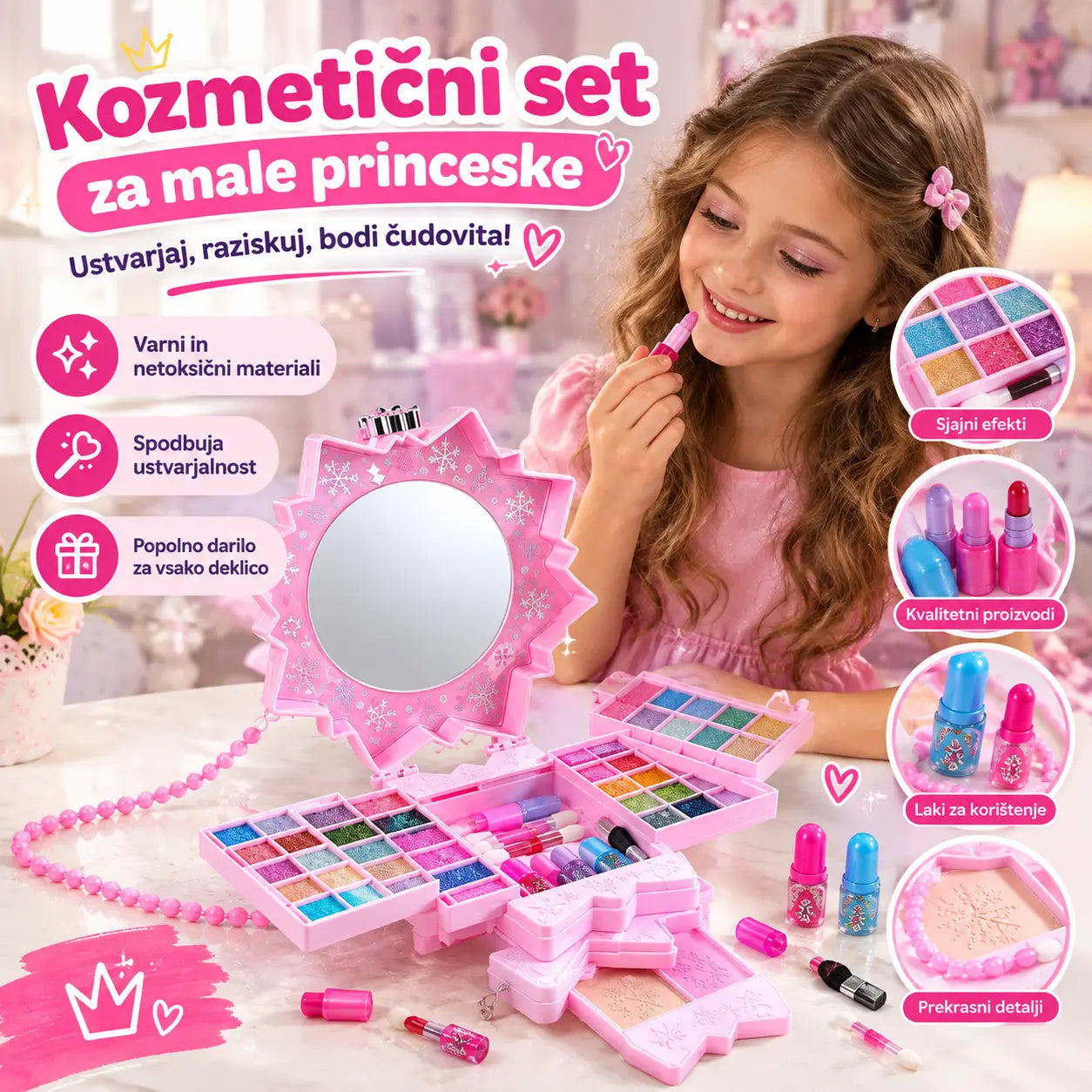 💄 Ponuda ograničenog trajanja: Uštedite 49%! ✨ Perivi set za šminkanje princeze: Sigurna i netoksična igračka za šminkanje dizajnirana posebno za djecu 👸