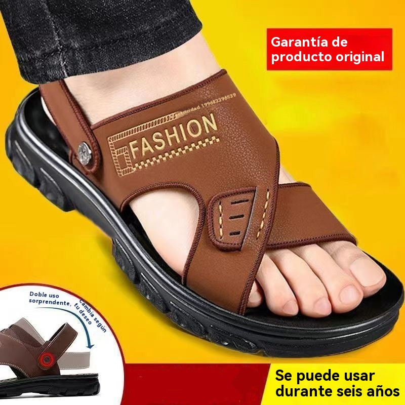 🐂✨【38-47】Nuevas sandalias de playa de cuero con suela gruesa para hombre