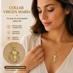 【🔥2 piezas】🙏Collar con colgante de la Virgen María: un elegante collar con temática religiosa, engastado con deslumbrantes circonitas cúbicas.