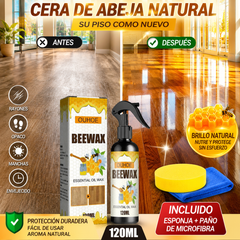 🔥【120 ml + esponja + paño】Spray de cera de abeja natural micromolecular para el cuidado de muebles, mantenimiento y pulido de suelos.
