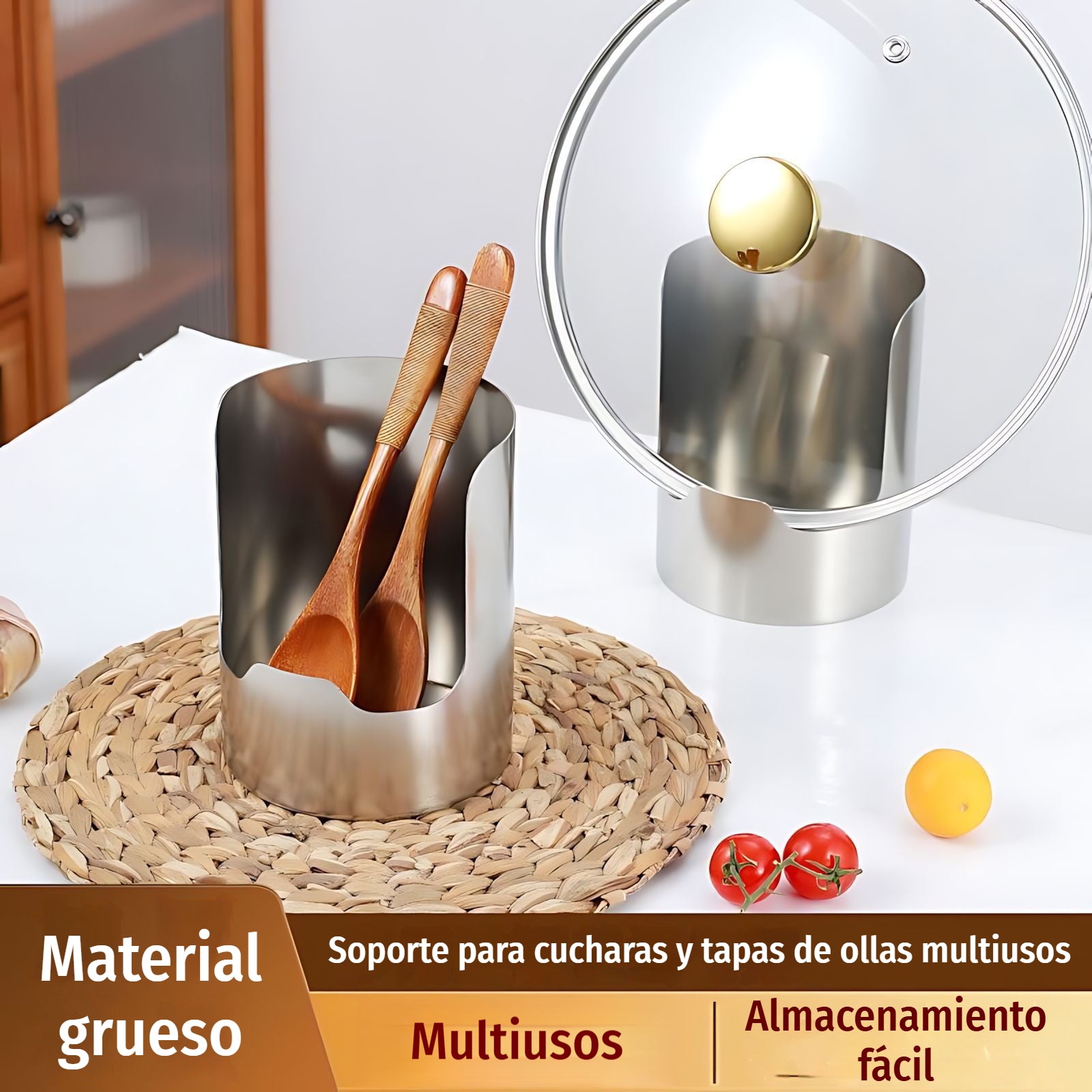🍳【Compra 1 y llévate 1 gratis】🔪 Organizador multifuncional de acero inoxidable 304 para utensilios de cocina – soporte para tapas, espátulas, cucharas y tablas de cortar ✨🧑‍🍳